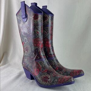 Corkys Paisley Women's Cowboy Rubber Boots Size 10